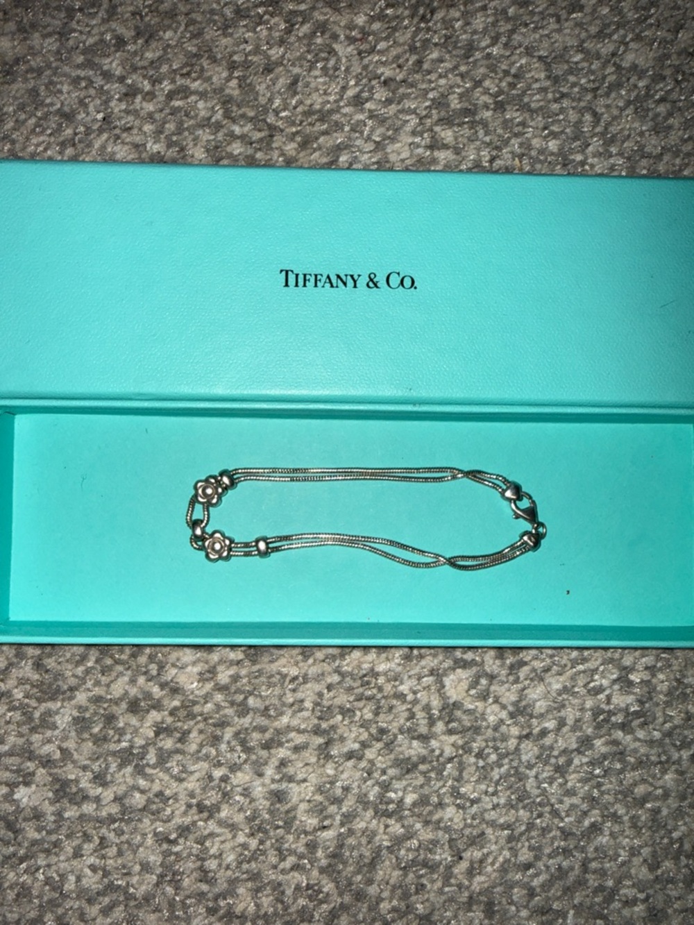 Authentic Tiffany & Co. Silver Floral Double-Strand Necklace - Tiffany Blue